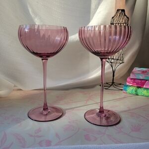 World Market Pink Champagne Coupe Glasses Set of 2